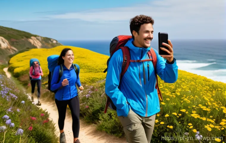 역사적 도보 루트 트레킹에서의 네비게이션 기술 - **"An individual, respectfully dressed in casual but neat attire, stands in front of the weathered s...