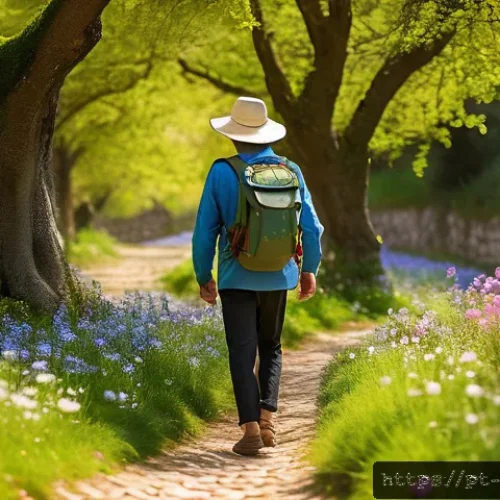 Home 31 계절별 역사적 도보 루트 트레킹 추천 - A scenic springtime historical trail winding through lush Portuguese countryside, ancient cobbleston...