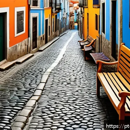 Home 17 역사적 도보 루트 트레킹의 전통 문화 체험 - A lively street scene in a historic Portuguese neighborhood during a sunny afternoon, featuring cobb...